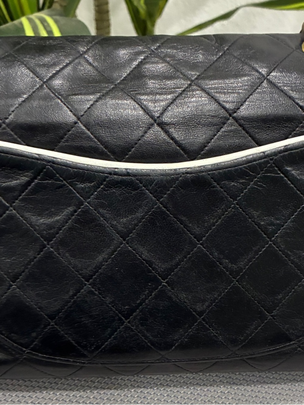 Chanel Quilted Black Leather Double Chain Shoulder Bag used -authentic - Picture 7 of 14